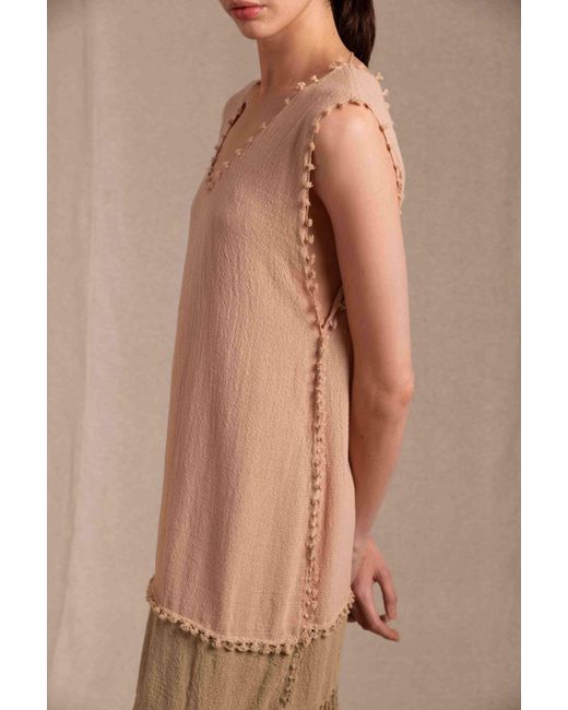 Caravana Pink Wari Midi Dress Cotton Jute