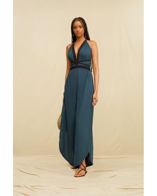 Caravana Blue Nyara Jumpsuit Cotton Voile