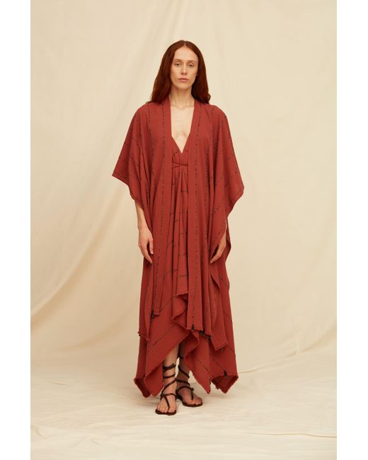 Caravana Red Salbal Cape Artisanal Cotton