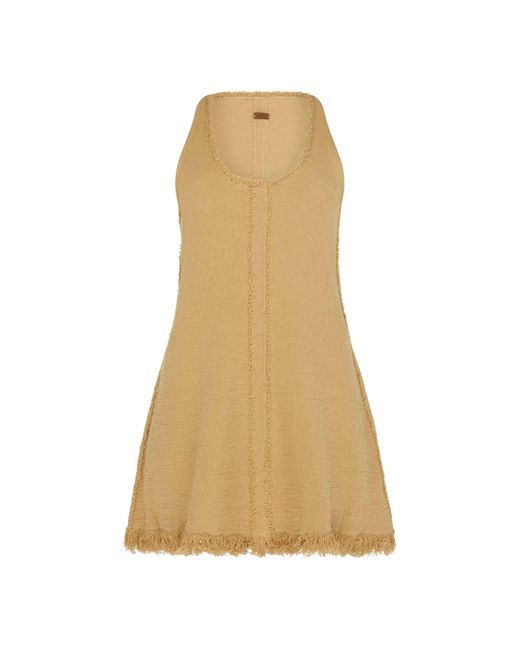 Caravana Brown Xoda Mini Dress Cotton Jute