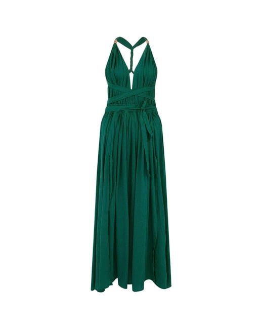Caravana Green Hera Maxi Dress Artisanal Cotton