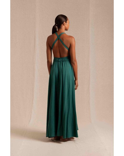 Caravana Green Hera Maxi Dress Artisanal Cotton