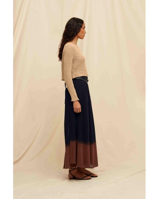 Caravana Blue Cholul Skirt Artisanal Cotton
