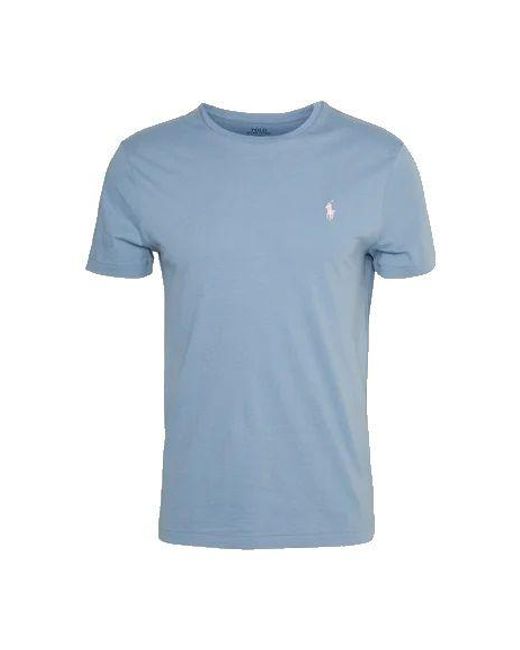 T-shirt in cotone azzurra di Polo Ralph Lauren in Blue da Uomo