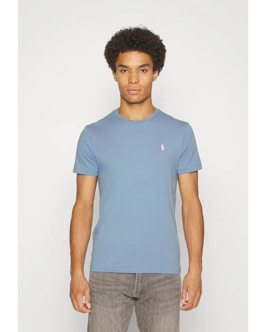 T-shirt in cotone azzurra di Polo Ralph Lauren in Blue da Uomo