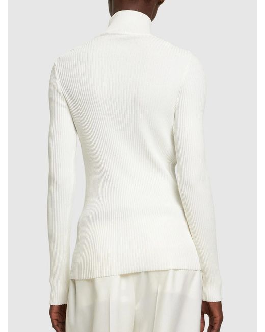 Dolcevita Panna Con Coste Laminate di Alberta Ferretti in White