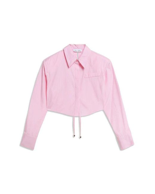 Camicia crop in cotone di WEILI ZHENG in Pink