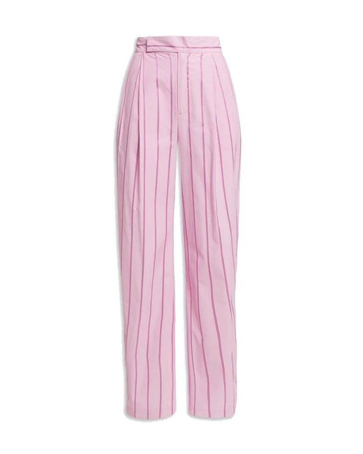 Pantalone gessato in popeline di cotone di WEILI ZHENG in Pink