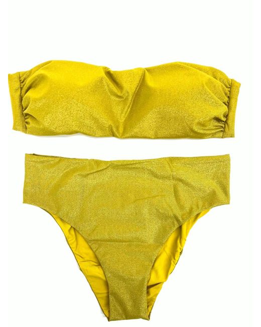 Bikini a fascia senape effetto glitterato di Fisico in Yellow