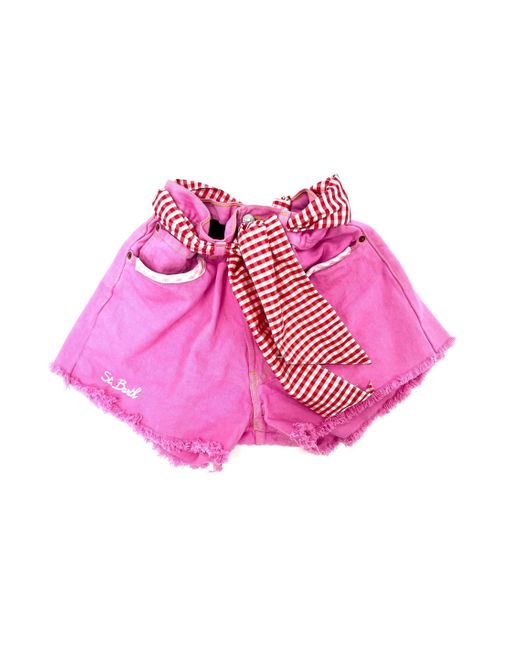 Shorts "arizona" rosa in denim di cotone di Mc2 Saint Barth in Pink