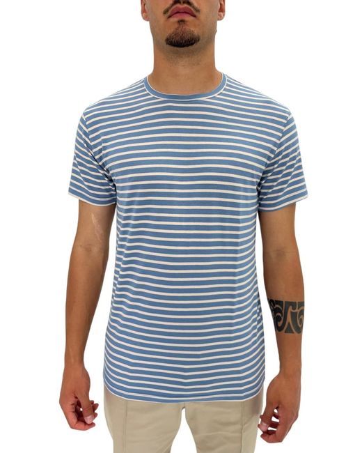 T-Shirt A Righe di Daniele Alessandrini in Blue da Uomo