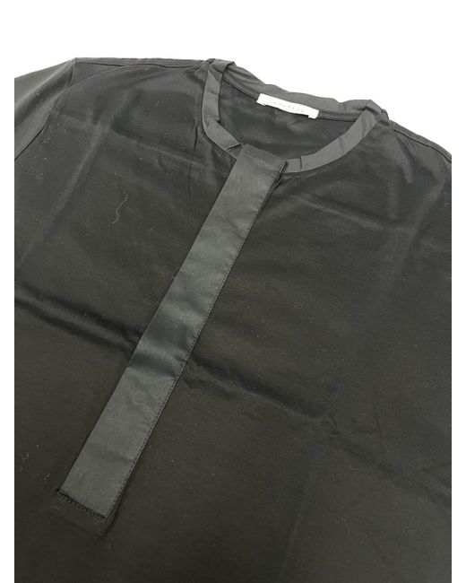 T-shirt nera in popeline di cotone di Low Brand in Gray da Uomo