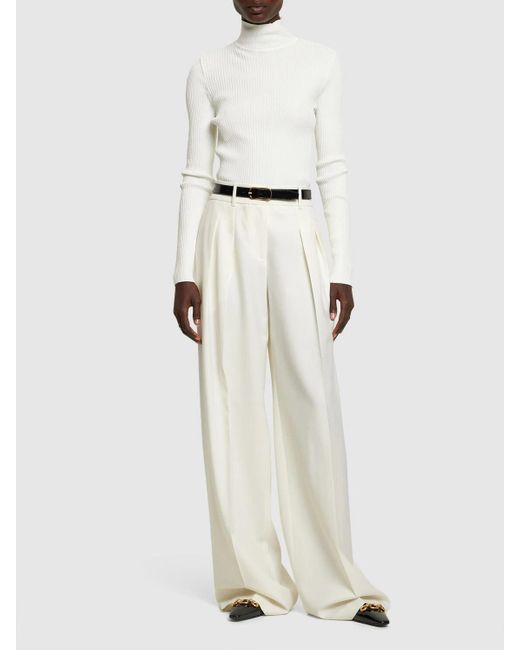 Dolcevita Panna Con Coste Laminate di Alberta Ferretti in White