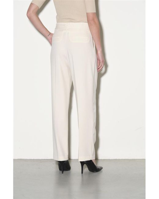 Pantaloni Panna Con Pinces di Kaos in Natural