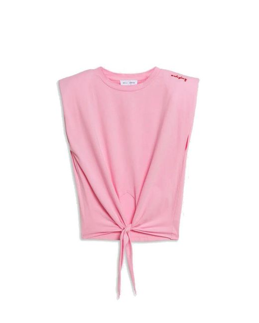 T-shirt in jersey di cotone di WEILI ZHENG in Pink