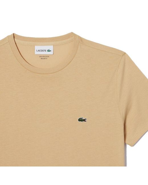 T-shirt in jersey di cotone pima di Lacoste in Natural da Uomo