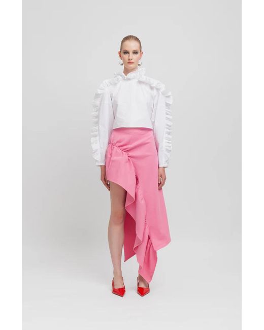 Camicia Crop Bianca di WEILI ZHENG in White