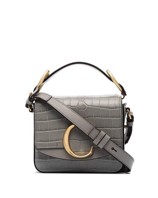 mini chloé c croc effect bag