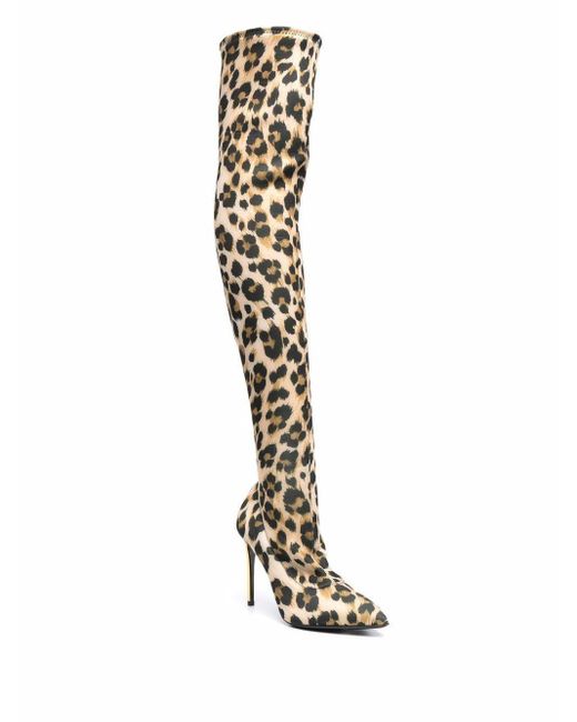 leopard print thigh high boots