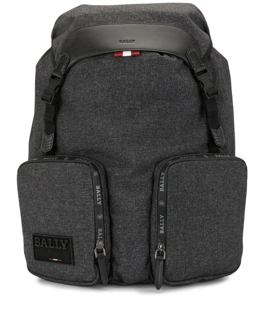 Bally Synthetic Rhudi Logo Patch Backpack in Anthracite Grey/Black ...