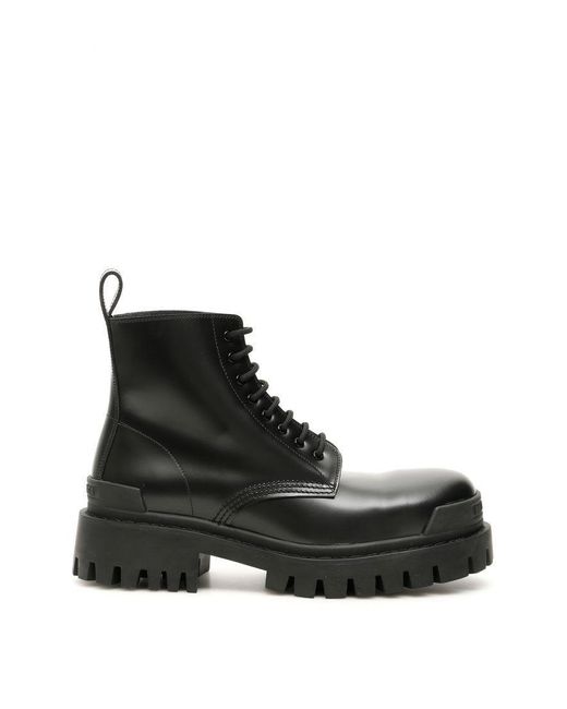 Balenciaga Leather Strike Combat Boots in Black for Men | Lyst