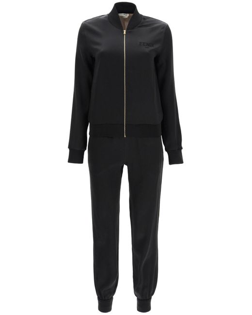 Fendi Roma Satin Tracksuit in Black | Lyst