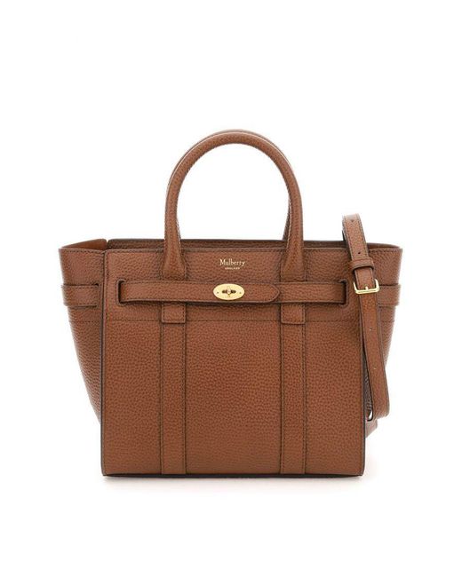 Mulberry Leather Mini Zipped Bayswater Bag in Brown | Lyst Australia