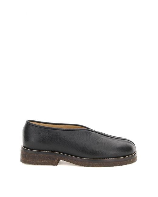 Lemaire Grained Leather Piped Slippers in Black (Gray) | Lyst