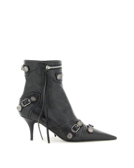 Balenciaga Arena Leather Cagole Ankle Boots in Black (Brown) | Lyst Canada