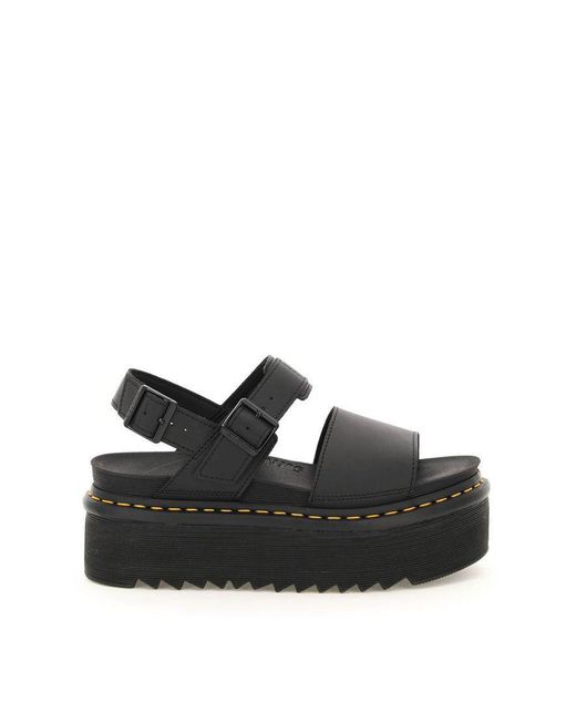 Dr. Martens Hydro Leather Voss Quad Sandals in Black - Lyst