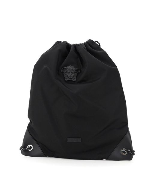 Versace Synthetic Medusa Nylon Backpack Sack in Black for Men | Lyst