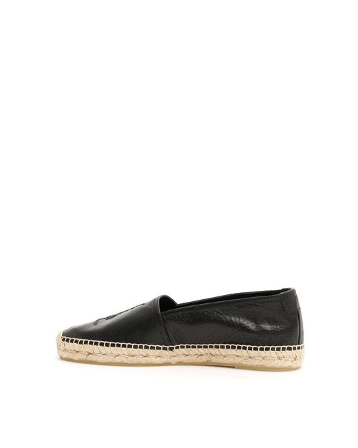 Saint Laurent Leather Ysl Espadrilles in Black for Men - Lyst
