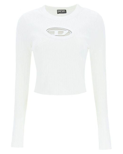 DIESEL Synthetic Logo Cut-out Top in White - Lyst