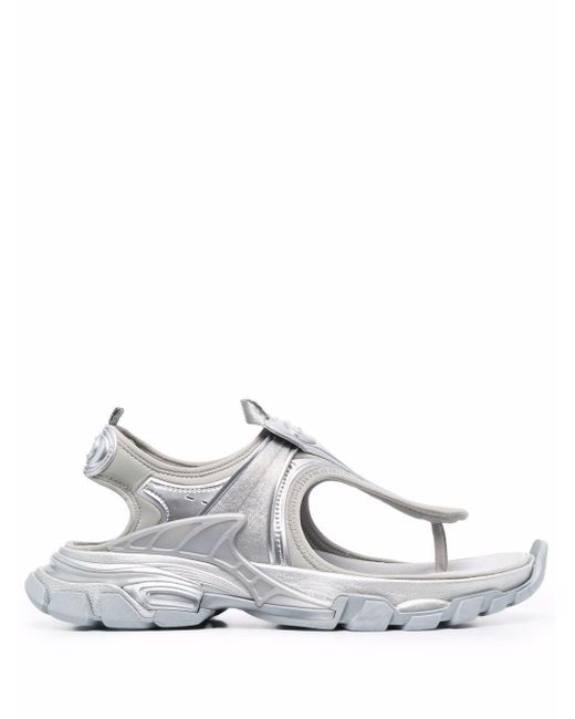 Balenciaga Rubber Track Thong Sandals in Grey (Gray) - Lyst