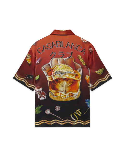 Casablanca Paris Red Casa Club Sunset Silk Shirt, By for men