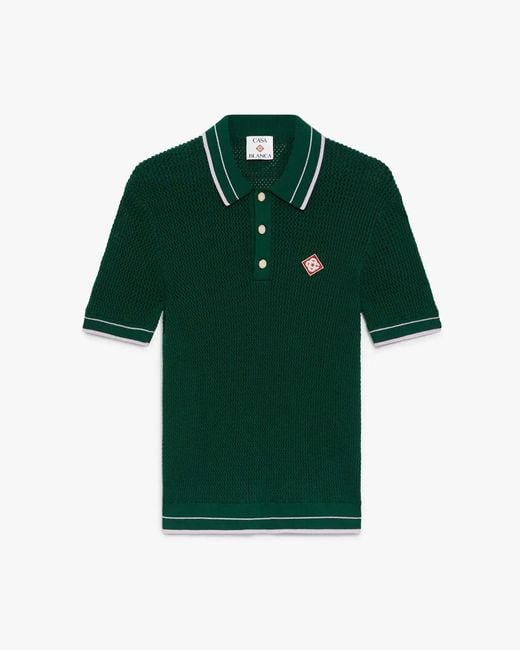 Casablanca Paris Green Polo À Manches Courtes Vert En Crochet for men