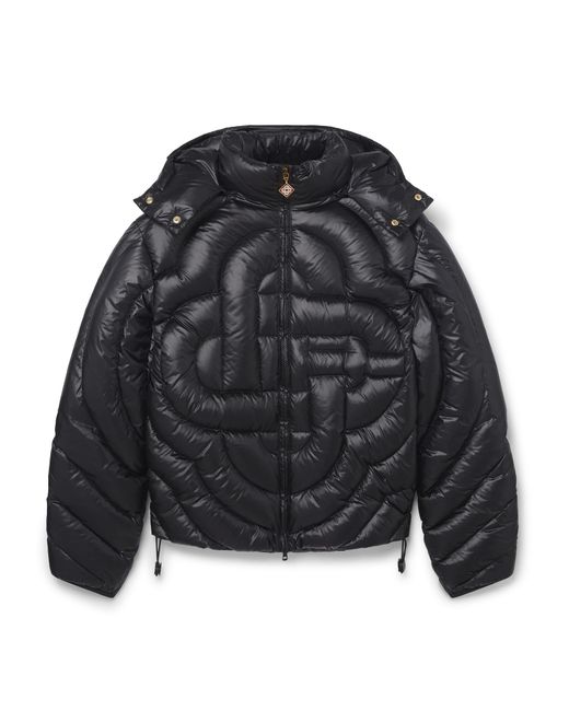 Casablanca Paris Black Doudoune Matelassée En Nylon À Monogramme for men