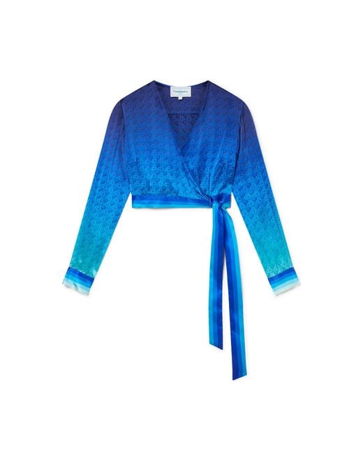 Casablanca Paris Blue The Night View Wrap Blouse, Size By