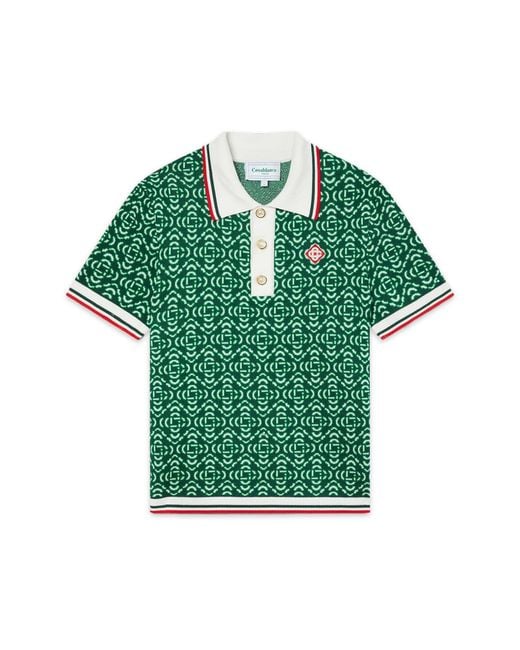 Casablanca Paris Green Diamond Logo Jacquard Polo Shirt for men