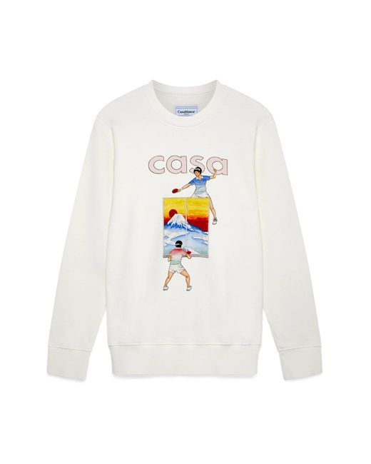 Casablanca Paris White Sweat-Shirt Fuji Ping Pong for men
