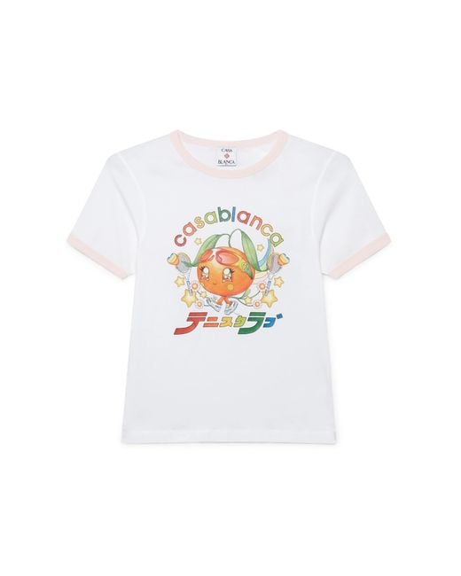 Casablanca Paris White T-Shirt À Manches Courtes Mascot Ringer