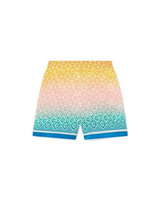 Casablanca Paris Multicolor Gradient Monogram Silk Tailored Shorts, Size By