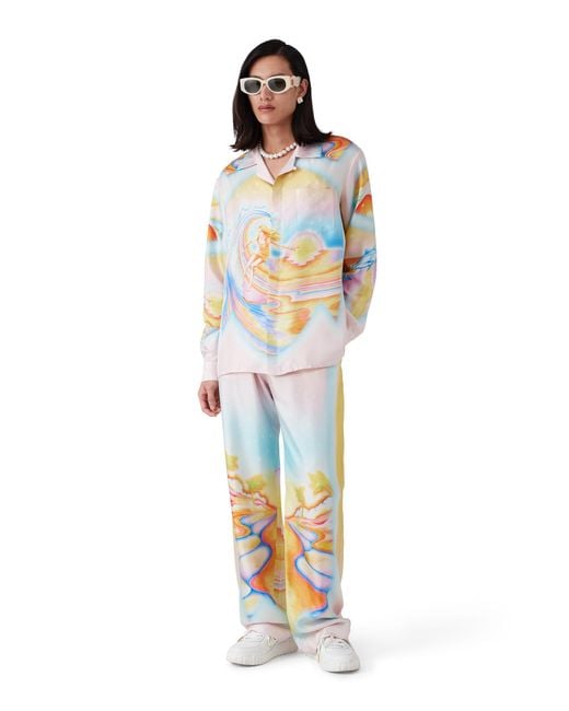 Casablanca Paris White Psychedelic Nirvana Long Sleeve Silk Shirt, By