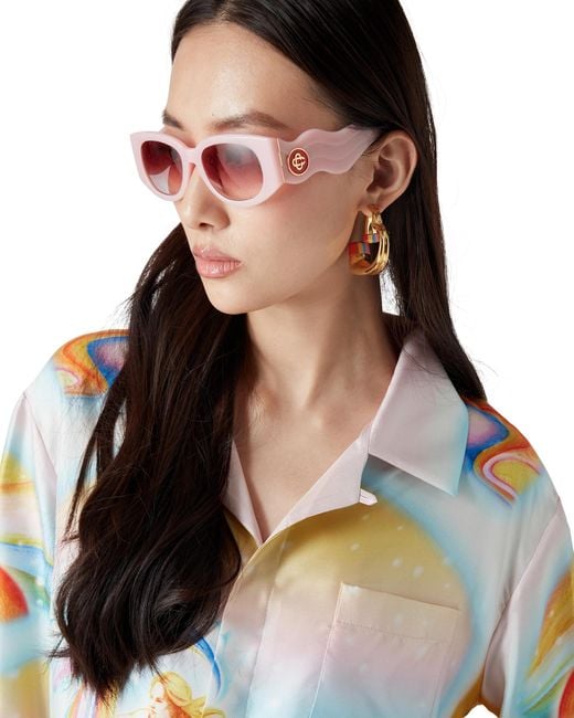Casablanca Paris White Psychedelic Nirvana Long Sleeve Silk Shirt, By