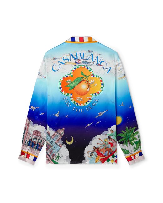 Casablanca Paris Blue Les Dimensions Silk Shirt, By