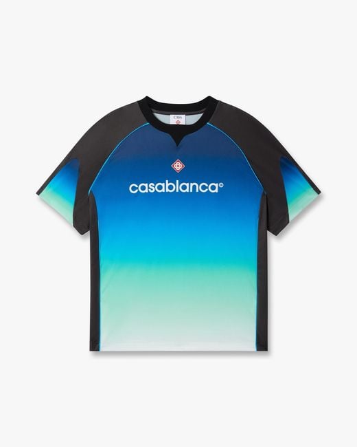 Casablanca Paris Blue Gradient Short Sleeve Football Shirt, By for men