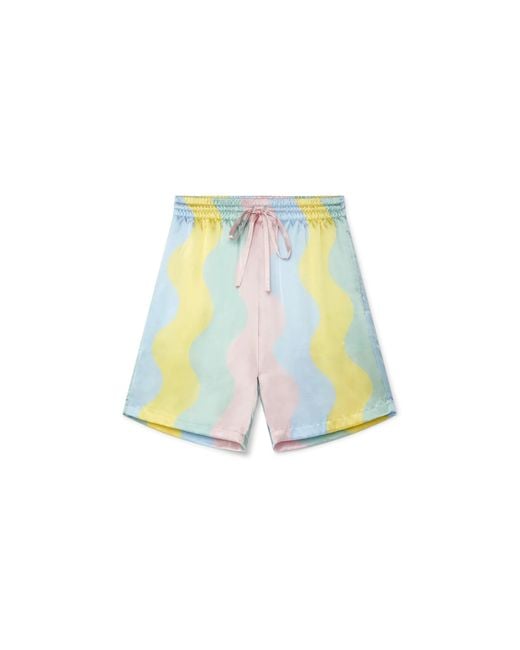 Casablanca Paris White Casa Shell Wave Silk Shorts, By for men