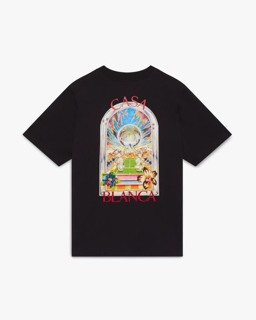 Casablanca Paris Black T-Shirt À Manches Courtes Noir Tennis Landscape for men