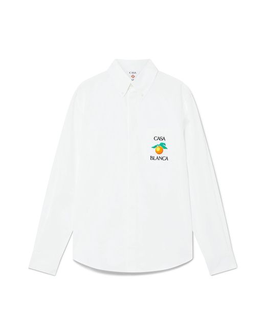 Casablanca Paris White Chemise Oxford À Brodée