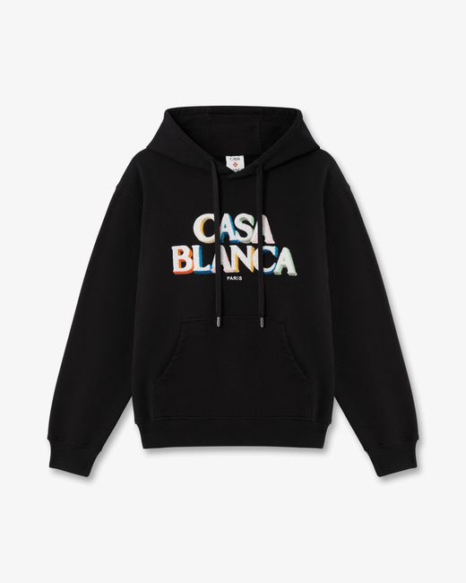 Casablanca Paris Black Stacked Logo Embroidered Hooded Sweatshirt, By